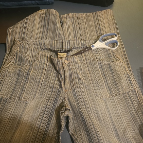 Vintage Retro Jalate Women's 11/12 Vertical Striped Jeans Stretch Casual Boho - Picture 9 of 10